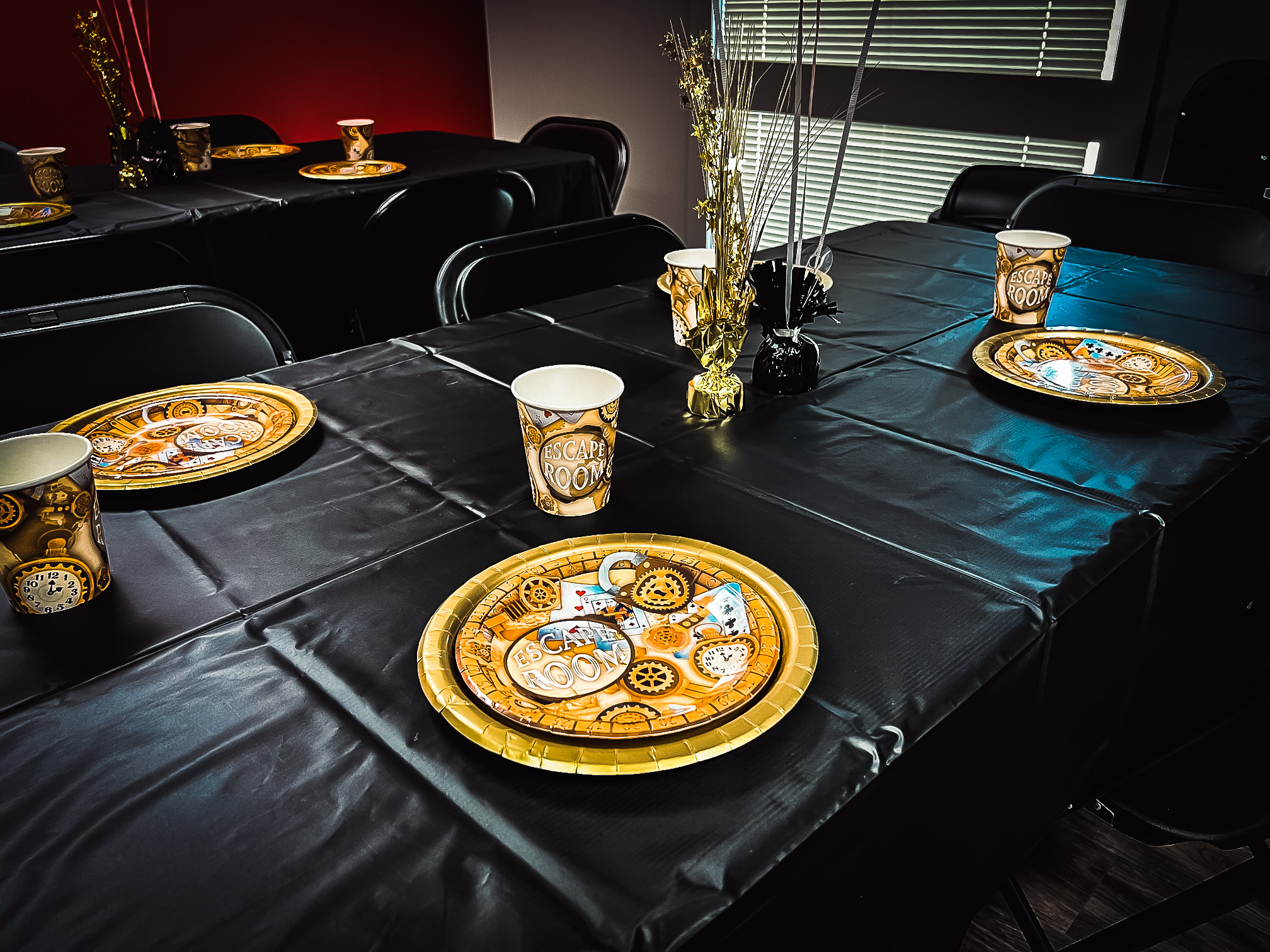Escape room party guests